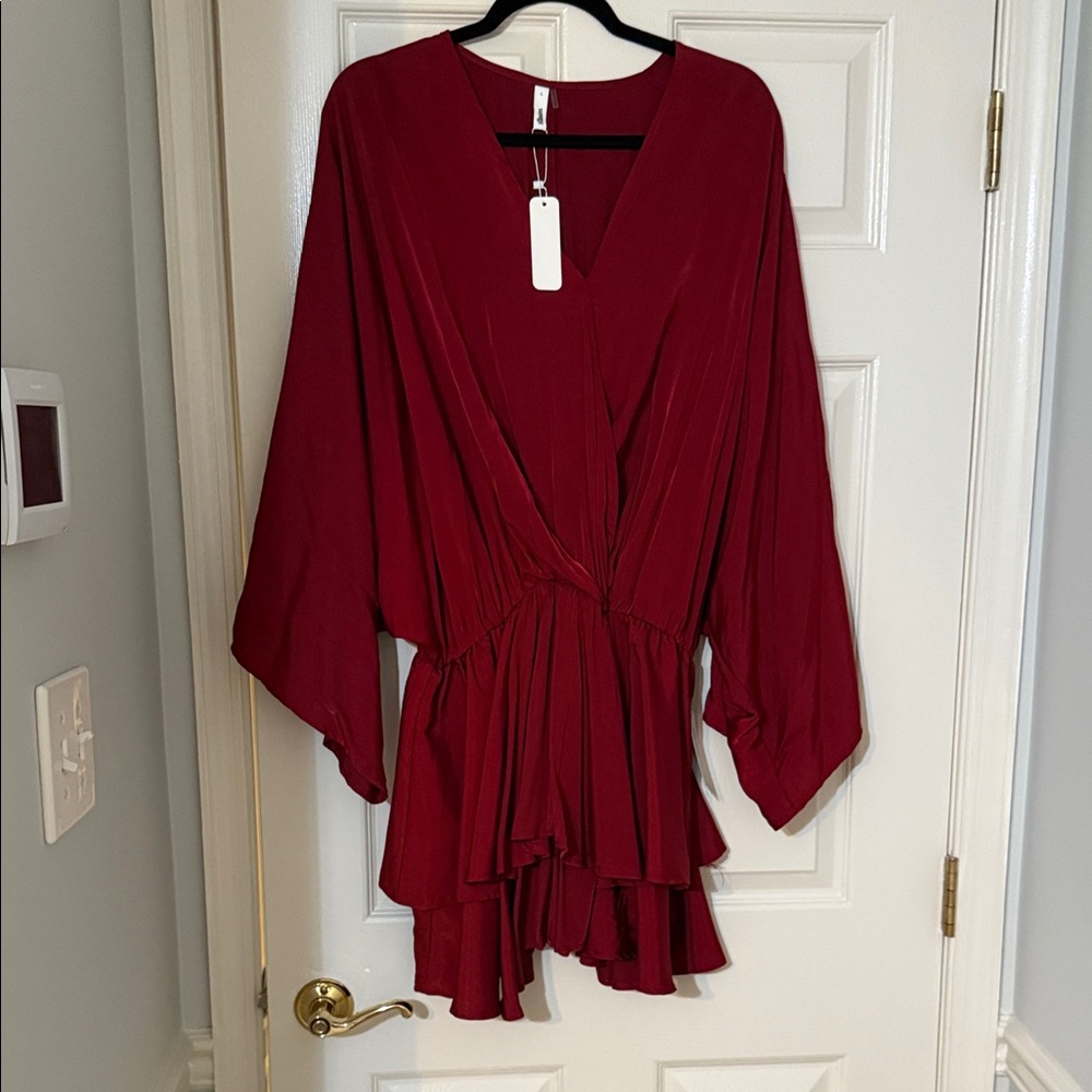 Elegant Red V-Neck Dress